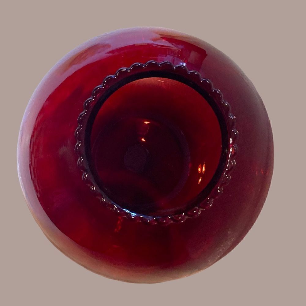 Vintage Anchor Hocking Depression Ruby Red Round Vase - Picture 3 of 7